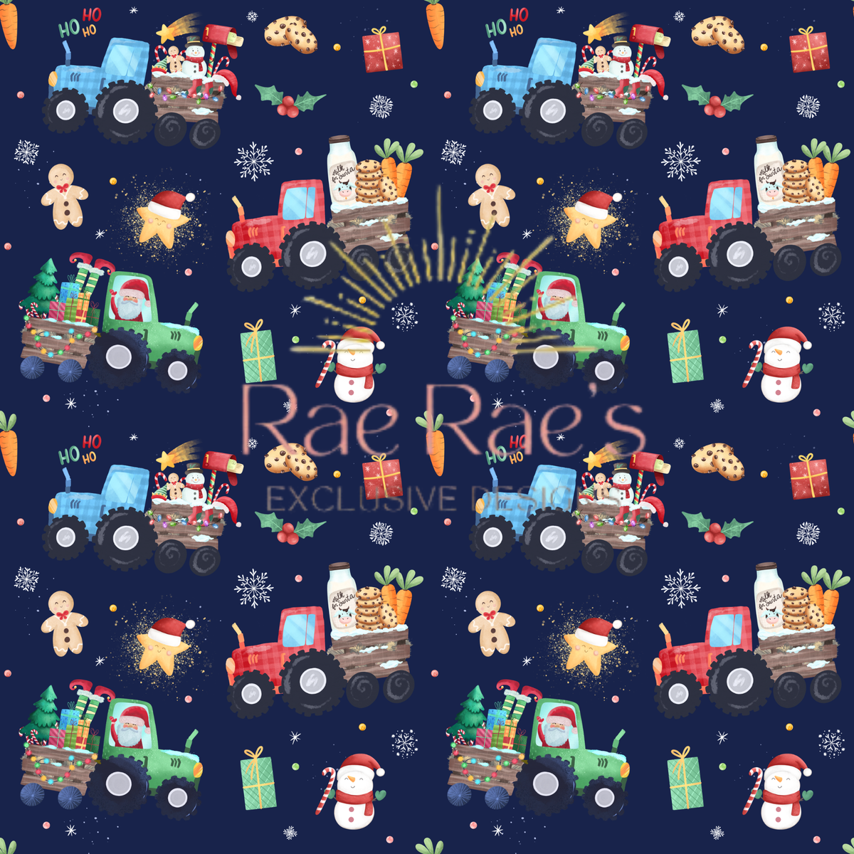 Christmas Tractor Navy