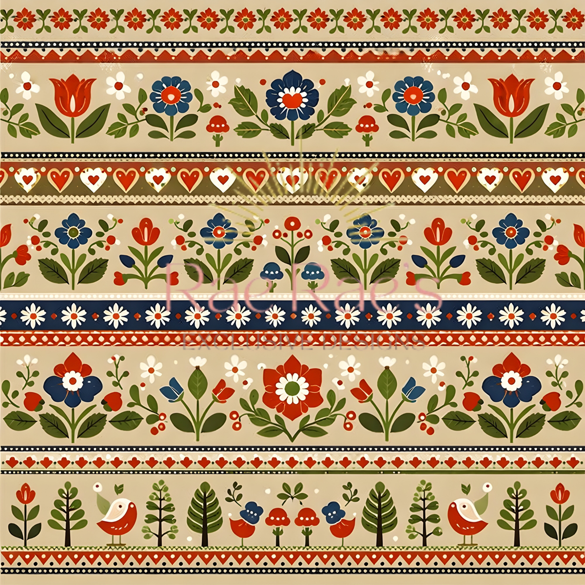 Scandi Folk Stripe Neutral Florals