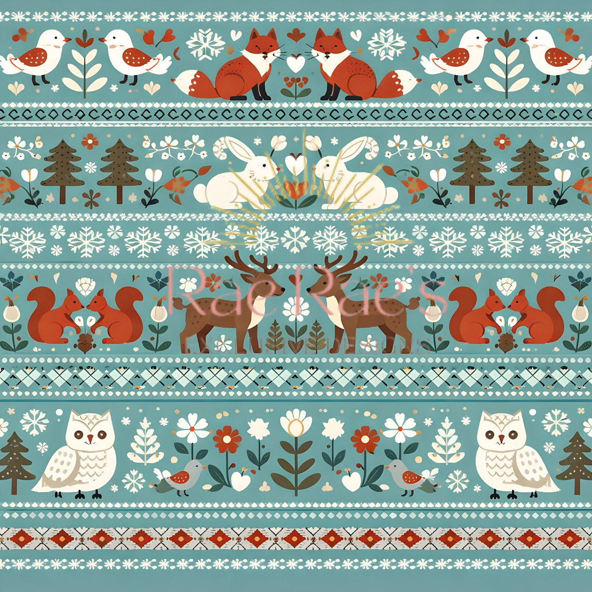 Scandi Folk Stripe Blue Owl