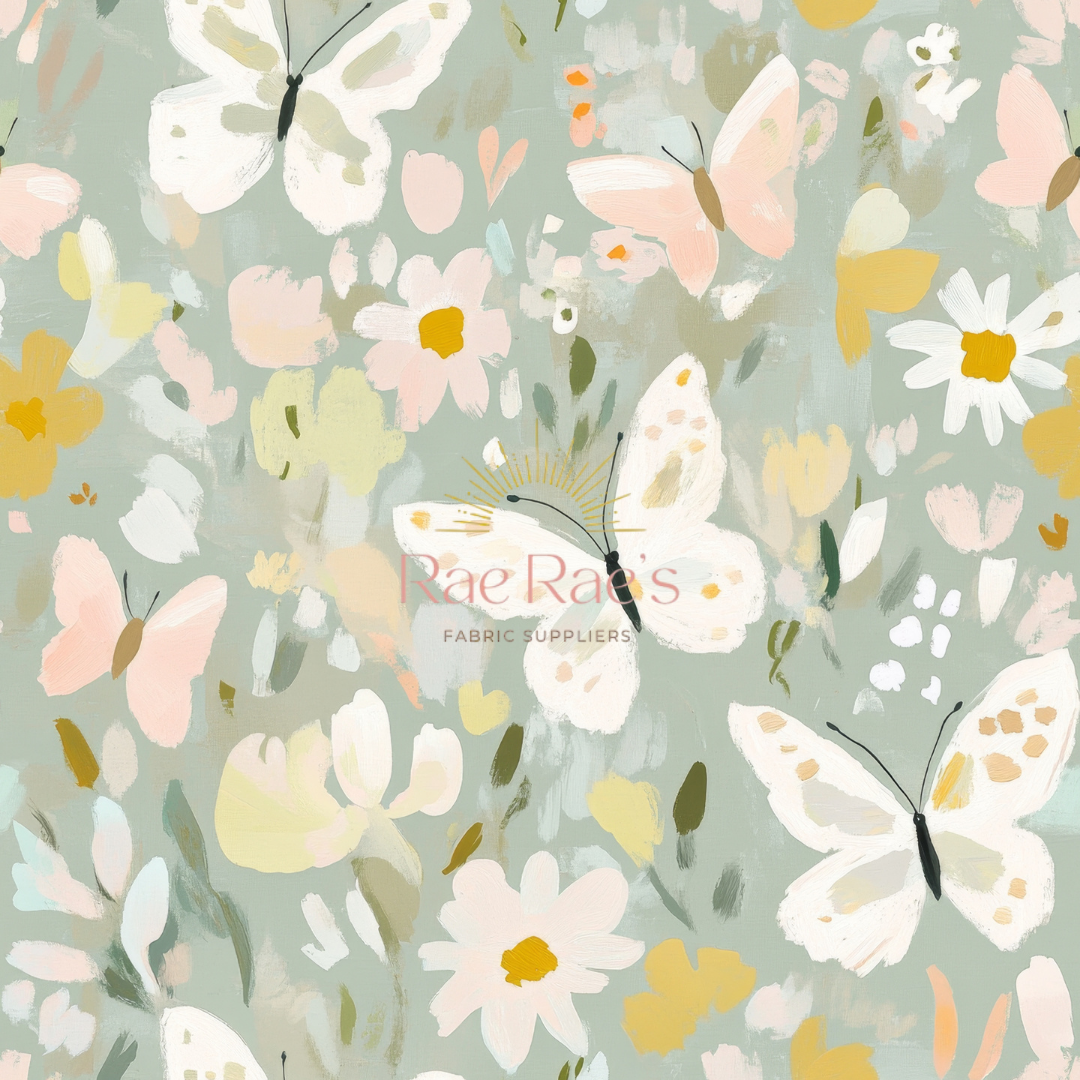 Sage floral butterflies