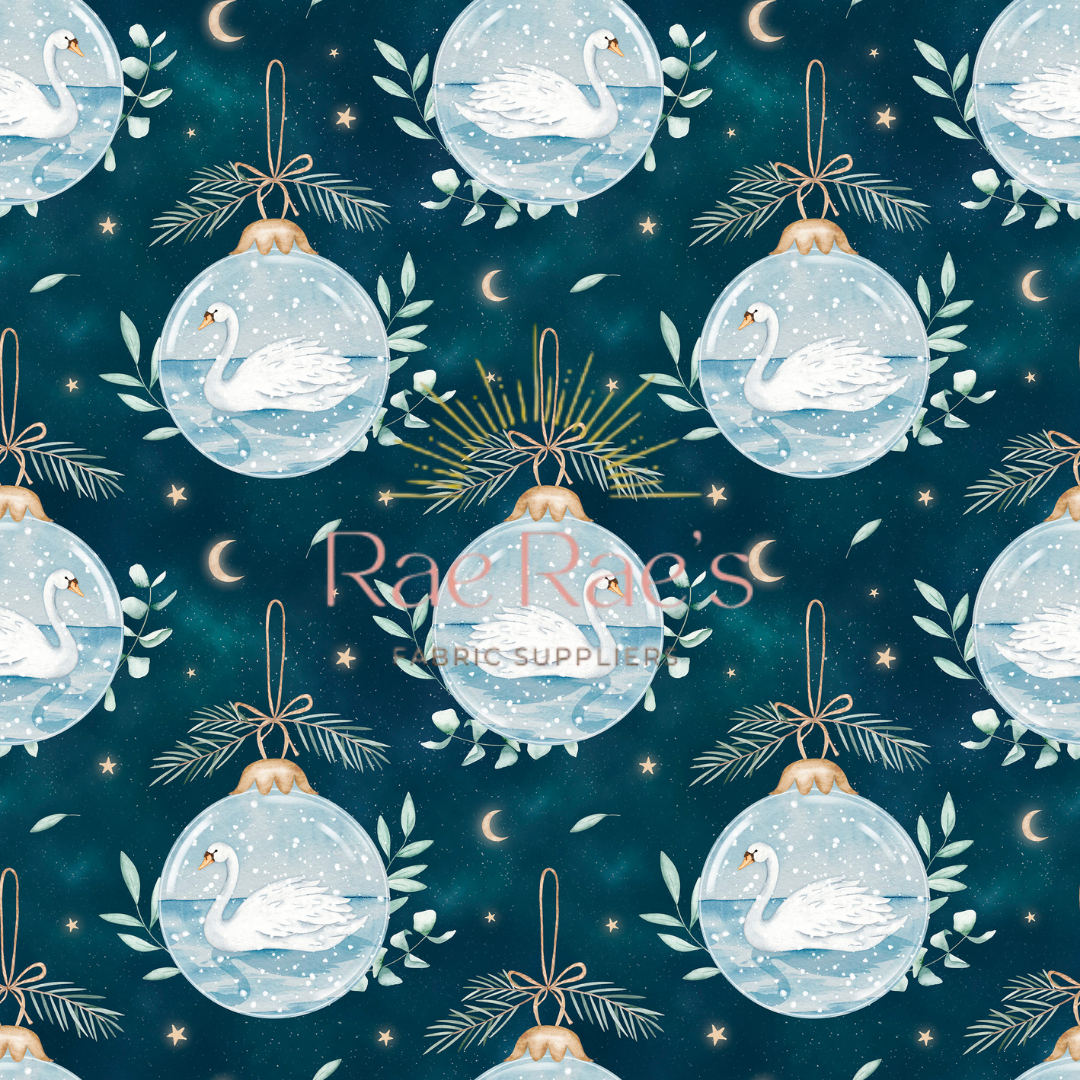 Snowy swans - Teal - Exclusive colourway