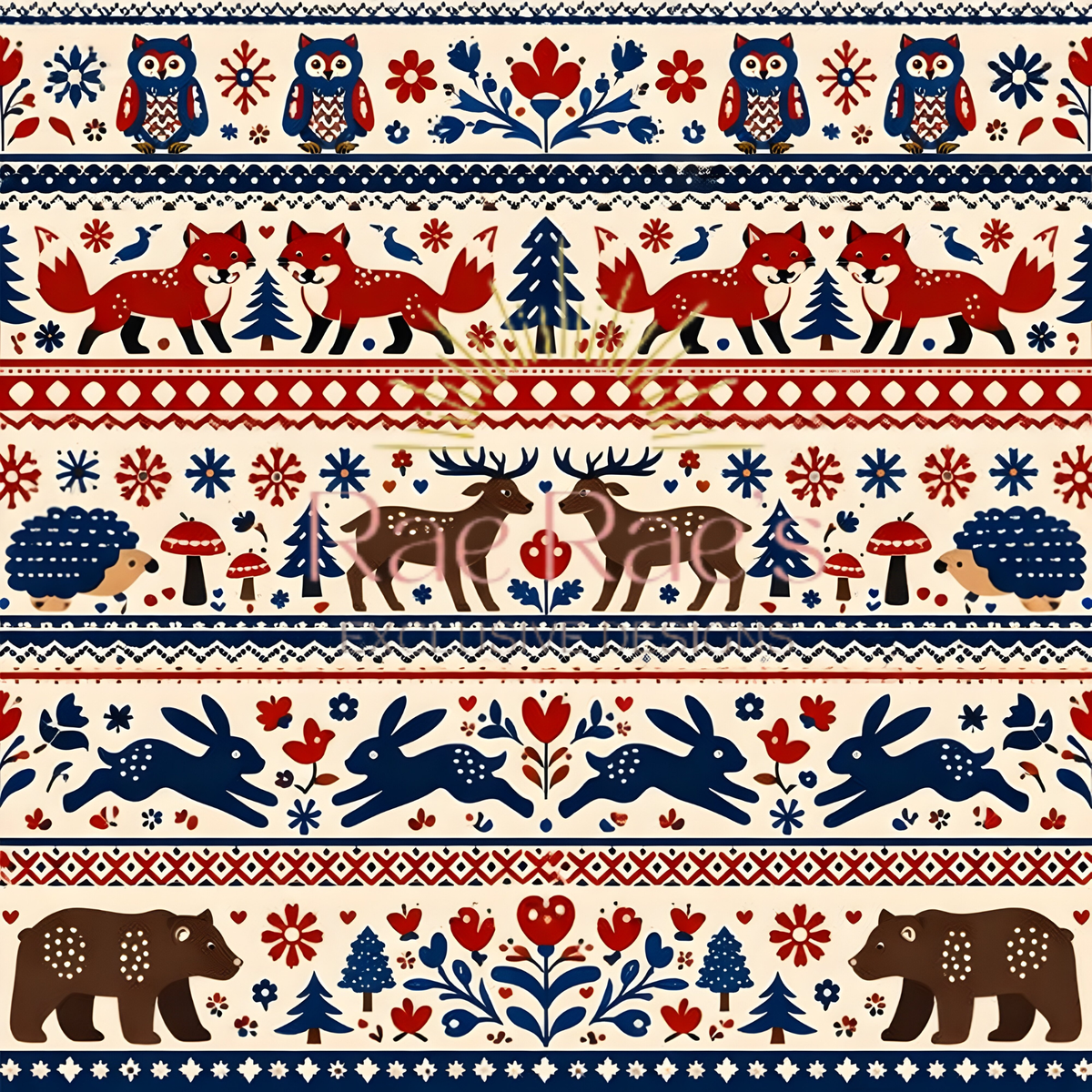 Scandi Folk Stripe Cream Fox