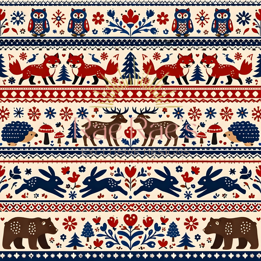 Scandi Folk Stripe Cream Fox