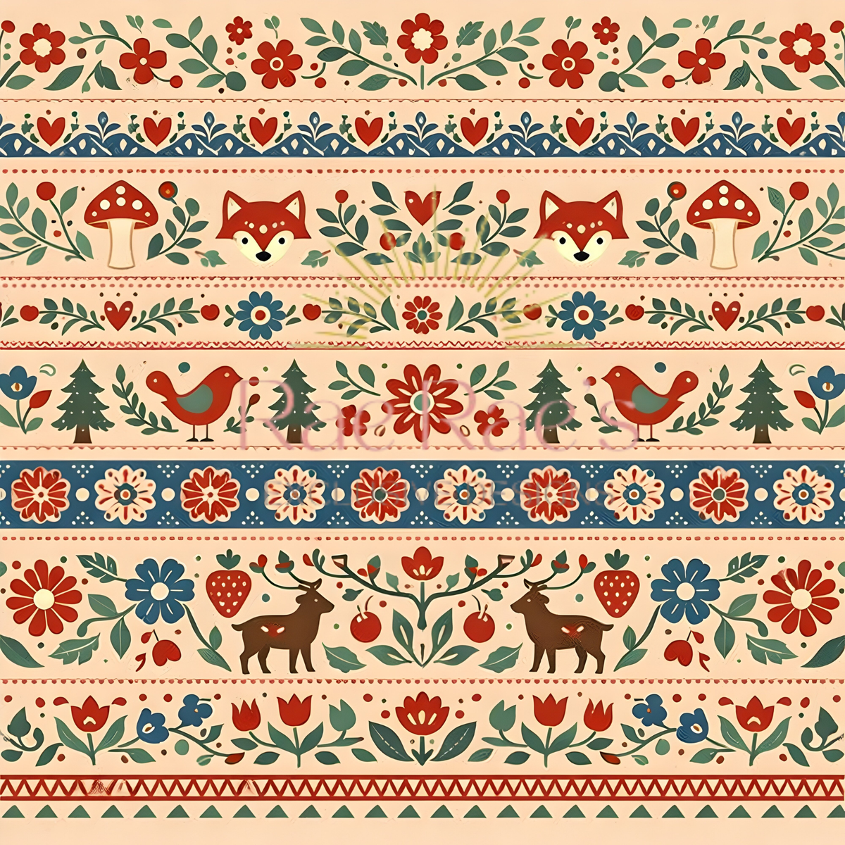 Scandi Folk Stripe Peach Fox