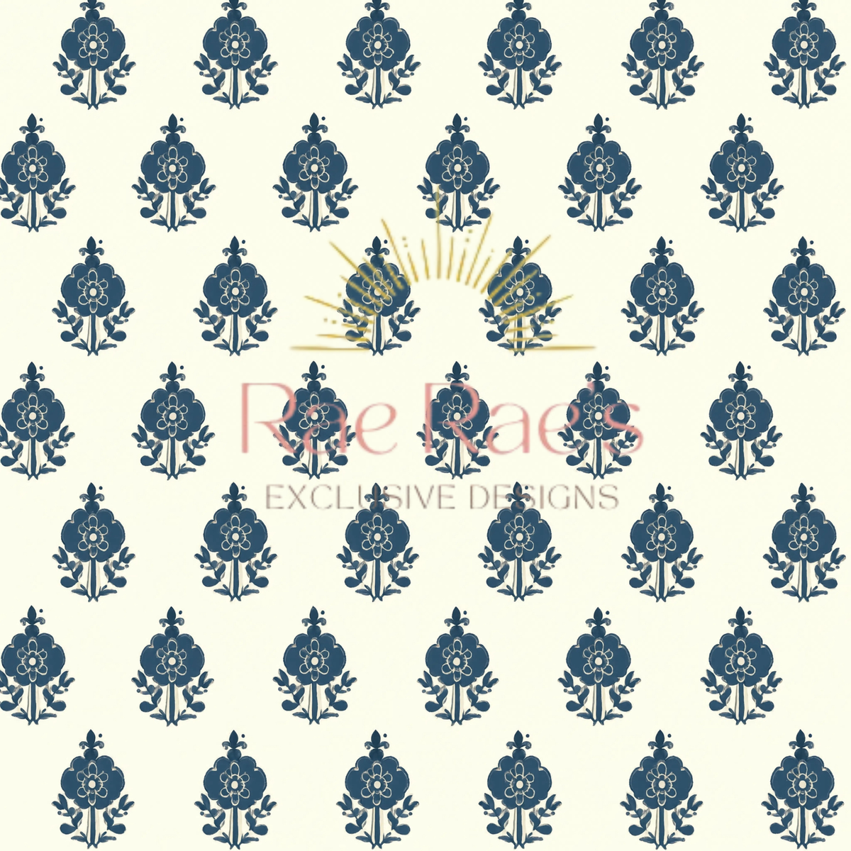 Navy Flower Tile