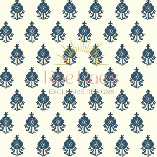 Navy Flower Tile