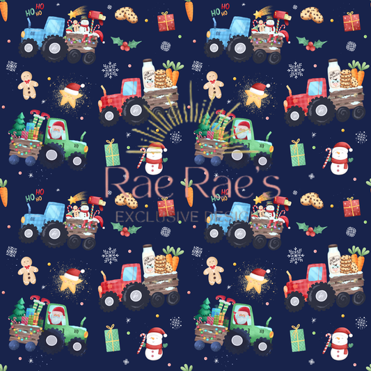 Christmas Tractor Navy