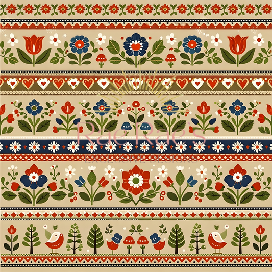 Scandi Folk Stripe Neutral Florals
