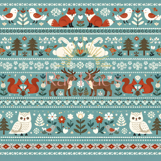Scandi Folk Stripe Blue Owl