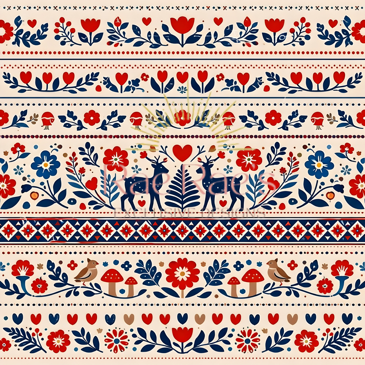 Scandi Folk Stripe Cream Tree