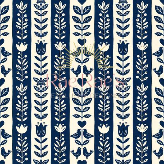 Navy Flower Stripe